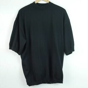 St. Croix Knits XL Long Black Mockneck Short Sleeve Sweater Preppy Golf Luxury